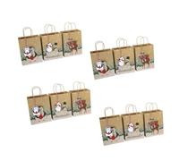 Garneck Paquet Fourre-Tout de Noël en Papier Kraft à Fond Carré 24 Pièces Motifs Animaux Festifs Paquet Présents pour Emballage Pochettes Portables pour Fêtes et Gourmandises