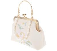 Garneck Paquet Pochette Femme Mariage Style Chinois en Polyester avec Chaîne de Perles, Design Élégant et Raffiné, pour Cérémonie et Soirée, Texture Sobre et Noble