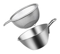 Garneck Passoire Acier Inoxydable avec Manche Set Petit Tamis Maille Fine pour Laver Riz Fruits Légumes Bol Mélangeur et Panier Égouttoir Cuisine et Pratique