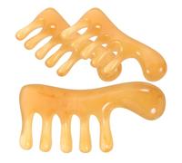Garneck Peigne de Massage du Cuir Chevelu à Dents Larges en Résine de Cire D’abeille - Lot de 3 pour Massage Capillaire, Stimulation du Cuir Chevelu et Détente à Domicile, Peigne de