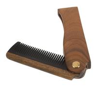 Garneck Peigne Pliant à Barbe en Corne de Bœuf et Bois de Santal Vert, Petit Peigne Moustache Portable 10,5 X 3,2 Cm, pour Voyages et Soins Personnels