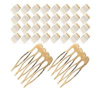 Garneck Peignes Latéraux Dorés 100 Pcs Peignes en Fil Métallique Simple 5 Dents pour Accessoires de Coiffure DIY pour Mariages et Fêtes