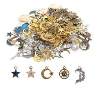 Garneck Pendentifs en Alliage 3 Packs Formes Lune, Étoile et Planète pour Fabrication de Bijoux Diy, Breloques Décoratives Adaptées aux Boucles D'oreilles et Colliers