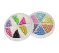 Garneck Perles à Clous Multicolores pour Nail Art, 2 Boîtes 6 Compartiments, Petits Charms pour Ongles, Breloques Perlées pour Décorations Ongles, Accessoires Manucure Femme, DIY