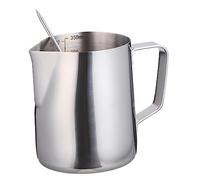 Garneck Pichet à Mousser le Lait Inox 350 Ml avec Stylo Latte Art Acier Inoxydable Professionnel Barista Maison Café Bar 2 Pièces avec Graduation Intérieure