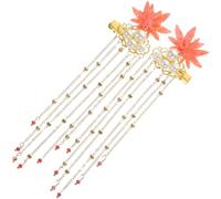 Garneck Pince à Cheveux Feuilles D'érable Pompon Long Petite Pince Métallique pour Femmes et Adolescentes aux Cheveux Fins de Mariage et Fêtes Décorations Coiffure Automne Lot 1 Paire