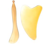 Garneck Planche à Gratter en Corne de Bœuf la Circulation des Fluides Corporels 2 Pièces Plusieurs styles Outil de Massage Portable Plusieurs styles pour Massage Visage et Yeux