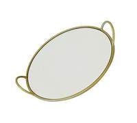 Garneck Plateau De Rangement Rond En Laiton Doré Avec Poignée, Assiette à Dîner Multifonction, Vaisselle De Ménage Pour Présentation Et Service, Adapté Pour Table Et Buffet