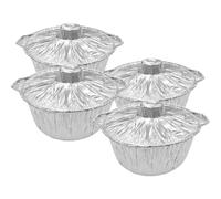 Garneck Plats à Rôtir 3000ml Couvercle Lot de 4 Jetables en Papier Aluminium Usage Unique, Facile à, pour Barbecue et Fêtes