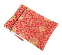 Garneck Pochette Bouddhiste en Brocart Grosse Taille Rouge Brodée Double Couche Tissu Satin à Motif Dragon pour Transport D’écritures Sacrées Paquet Présent Ethnique Textile Artisanat