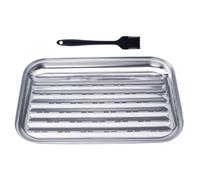 Garneck Poêle à Griller en Acier Inoxydable Réutilisable avec Motif Ondulé, Panier de Cuisson pour Barbecue Extérieur, pour Pique-niques et Grillades en Plein Air