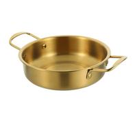Garneck Poêle à Inox pour Cuisine Maison et Restaurant Wok Multifonction avec Double Poignée pour Hot Pot Coréen Cuisson Nouilles et Ramen