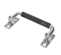 Garneck Poignée de Tirage Robuste Pliable en Acier Inoxydable 1200n pour | Prise Confortable, Trou Latéral 28mm et Entraxe Avant 100mm, Finition Argenté, Caoutchouc et Tire-fort