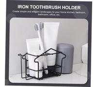 Garneck Porte Brosse Dents Mural Forgé Noir Support Rangement Salle de Bain pour Brosses Dents et Gobelet Étagère Adhésive Polyvalente pour et Lavabo