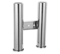 Garneck Porte-Canne à Pêche Double Tube en Acier Inoxydable pour Bateau | Support à Pêche, Évacuation de L’eau, Résistance à Corrosion, Argenté