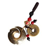 Garneck Porte-Clés Amulette Vintage Pendentif Tressé « L’heure du » et Pièces Feng Shui Accessoire Léger pour Paquet à Dos Valise ou Ceinture Ornement Décoratif Pratique