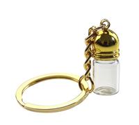Garneck Porte-Clés Bouteille en Verre Transparent Petit Bouchon Doré Flacon Vide Décoratif Multifonction pour Parfum et Huiles Essentielles Accessoire pour Présents et Voyages
