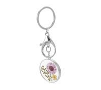 Garneck Porte Clés Fleur Pressée Élégant pour Sac Pendentif Charme Daisy Délicat Accessoire Femme Finition Fête et Mariage