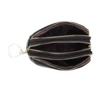 Garneck Porte-Monnaie Cuir De Vachette Noir avec Fermeture Éclair Poche Monnaie Compacte pour Femme Portefeuille Change Sécurisé avec Anneau Porte-clés Design Confortable Et Fermé