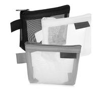 Garneck Porte-Monnaie en Nylon Filet Triangulaire, Lot De 3 Compact Et Léger Fermeture Éclair Sécurisée Polyvalent pour Pièces, Maquillage, Voyage