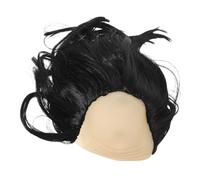 Garneck Postiche Chauve Synthétique Noire Courte Bou pour Homme, Accessoire de Déguisement Comique, Postiche de Scène et Fête pour Noël, Anniversaire et Spectacles de Comédie