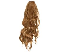 Garneck Postiche pour Femme Longue Ondulée en Fibre Synthétique Haute Température, Style Vague Naturelle, Couleur Brun Clair, Coiffure Festive et Quotidienne, Postiche Capillaire