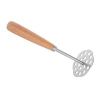 Garneck Presse-purée Inox avec Poignée Bois Pilon Purée Manuel Polyvalent pour Avocat Ail Pommes de Terre et Légumes Outil Cuisine Sûr et Facile à Nettoyer