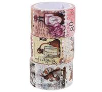 Garneck Rouleaux de Ruban Adhésif Washi Vintage Style Aléatoire Autocollants Timbres Lot de 3 Léger et Portable, Style Rétro Coloré pour Décoration de Journaux et Lettres