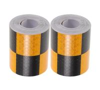 Garneck Ruban Adhésif Réfléchissant Noir et Orange à Carreaux, Rouleau 5 Cm X 3 M, Lot de 2, Bande de Sécurité Nocturne Imperméable pour Véhicules, Remorques et Voitures,