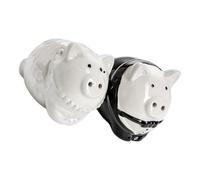 Garneck Salière et Poivrière en Céramique de Cochon, Pot à Épices Étanche, Lot de 2 Pièces Noir et Blanc, Flacons de Condiment Décoratifs Cuisine et Présent Mariage