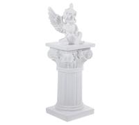 Garneck Sculpture Résine de Colonne Romaine et Ange Blanc Décoration de Bureau Élégante Modèle Architectural Grec Antique Ornement Artistique pour Maison et Jardin