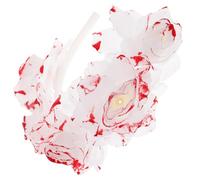 Garneck Serrage-tête pour Cheveux Blanc Roses Sanglantes en Plastique et Tissu, Accessoire de Plage Élégant pour Femmes Lors D'halloween