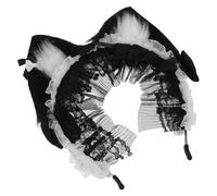 Garneck Serre-tête Oreilles de Chat Dentelle Douce et Peluche Accessoire Cosplay Lolita pour Femme et Fille Bandeau Élégant Noir pour Fête Halloween et Soirée Masquerade