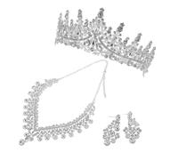 Garneck Set de Bijoux de Mariage pour Mariée Parure Couronne Collier Alliage et Boucles Oreilles Strassées pour Cérémonie Boîte Cadeau Élégante pour Bal et Gala