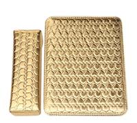 Garneck Set de Coussin Repose-mains pour Manucure en Pu et Éponge Couleur Or Motif Cœur, Coussinet de Poignet Professionnel Facile à Nettoyer pour Nail Art