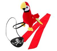 Garneck Set de Déguisement Pirate avec Perroquet Épaule Bandeau Rouge et Cache Œil Accessoires Cosplay Durables pour Fête Halloween et Jeux de Rôle