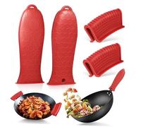 Garneck Set de Protège Poignée Silicone Antidérapant pour Poêle et Casserole Manchon Résistant Chaleur Suspension Protection Doigts Manche de Poêle Fonte Compatible