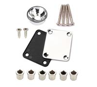 Garneck Set de Réparation pour Guitare Électrique Plaque de Manche en Métal Argenté et Ferrules de Cordes, Incluant Vis, pour Protéger la Finition et Monter le Manche