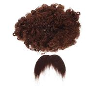 Garneck Set Déguisement Pirate Afro Perruque et Moustache Fausse Marron Unique Accessoires Cosplay Costume pour Hommes