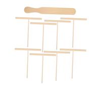 Garneck Spatule à Crêpes Et Râteau En Bois Moyen, Ustensiles Cuisine En Bois De Bambou, Outil De Cuisson Polyvalent Pour Omelettes, Usage Domestique Et Professionnel, Ensemble De 9 Pièces