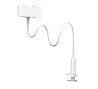 Garneck Support de Téléphone de Bureau Pince 1-8cm Support pour Téléphone Portable Bras Long Flexible Rotation 360° Alliage D'aluminium et Plastique Blanc Mobile Visionnage de Films