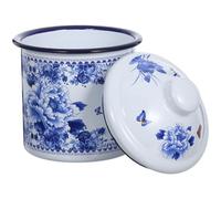 Garneck Tasse Émaillée Rétro 700ml, Mug de Voyage Bleu Blanc pour Maison | Surface Lisse, Prise en Main Facile, Belle Finition, Usage Maison et Pique-niques, Entretien Simple