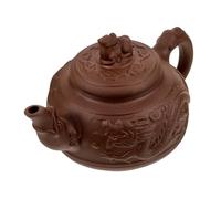Garneck Théière en Terre Cuite 800 Ml Motif Dragon Sculpté Grosse Capacité Bouilloire Kung Fu Théière Chinoise Traditionnelle pour Thé Domestique et Cérémonie Bouilloire Vintage Marron