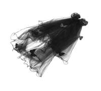 Garneck Voile Noir avec Nœud et Pince à Cheveux Voile de Mariée Gothique pour Halloween Enterrement de Vie de Jeune Fille et Costume Vampire Femme