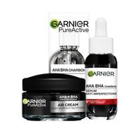 Garnier Air Cream AHA BHA Crème Visage Hydratante Matifiante au Charbon 50ml + Garnier PureActive Sérum Anti-Imperfections au Charbon Niacinamide AHA BHA Traitement Points Noirs 30ml
