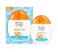 GARNIER - Ambre Solaire Acide Hyaluronique - Aqua Fluide Invisible SPF50 - Fluide Solaire Non Teintée - Matifie, Protège, Illumine & Hydrate - Légère & Non Grasse - Tous Types de Peaux - 40 ml