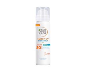 Garnier Ambre Solaire Brume Visage SPF50+ Vitamine E Fixe Maquillage 75ml | 6% vitamine E & acide hyaluronique, Anti-Pollution, Très haute protection invisible, Fixe maquillage, Fraîche