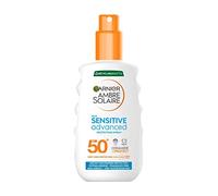 Garnier Ambre Solaire Crème Solaire SPF 50+ Sensitive Advanced Sun Cream Spray, Haute Protection, Facteur 50, Résistant à l'eau, Non Gras, Sans Parfum, Hypoallergénique, Protection UVA UVB avec