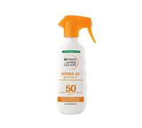 Garnier Ambre Solaire Crème Solaire SPF50 Hydra 24H Sun Protect Spray 270 | Avec de la vitamine E, hydratation jusqu'à 24 h, absorption rapide non grasse, résistant à l'eau, formule végétalienne