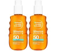 GARNIER - Ambre Solaire - Eau Biphase UV Sensitive Expert+ SPF 50 Visage, Corps & Cheveux - Protection Solaire Légère & Invisible - Hydrate et Protège - Fini Non Gras - Tous Types de Peaux - 150ml